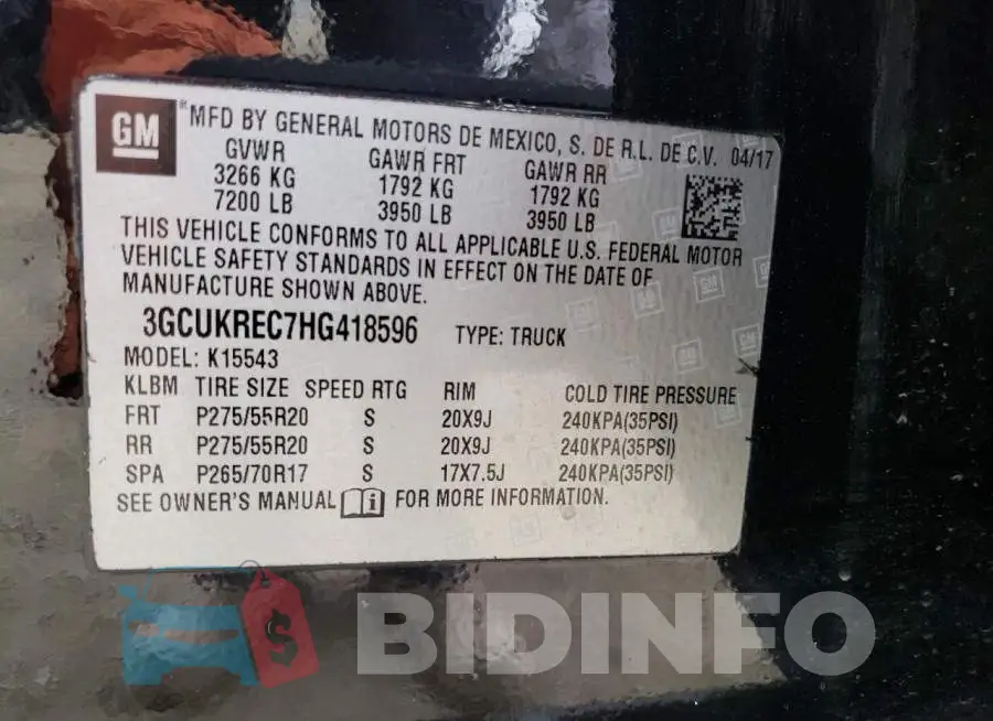 3GCUKREC7HG418596 Photo# 12