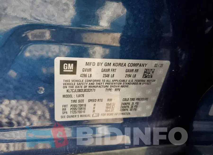 KL7CJLSB2LB333171 Photo# 10