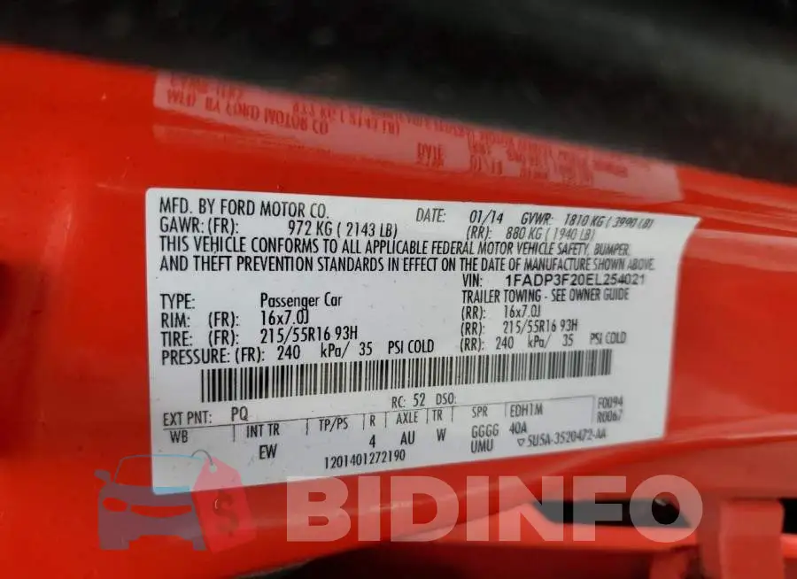1FADP3F20EL254021 Photo# 12