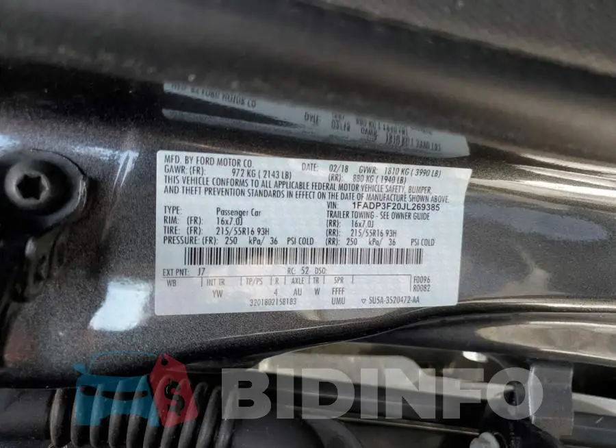 1FADP3F20JL269385 Photo# 12