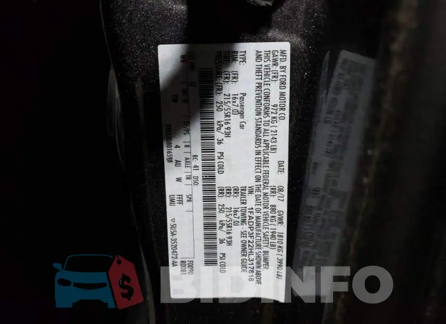 1FADP3F22HL317818 Photo# 12