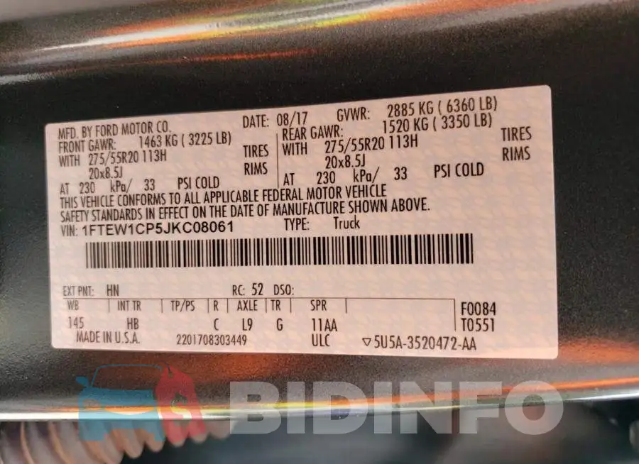1FTEW1CP5JKC08061 Photo# 13