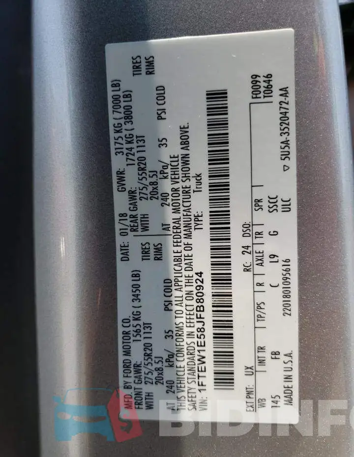 1FTEW1E58JFB80924 Photo# 12