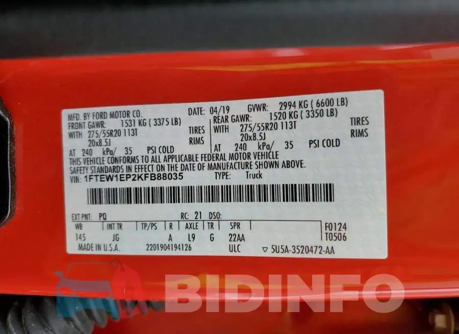 1FTEW1EP2KFB88035 Photo# 12