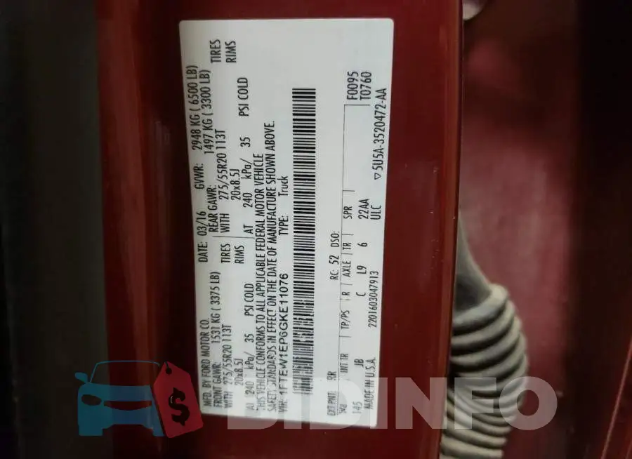 1FTEW1EP6GKE11076 Photo# 12