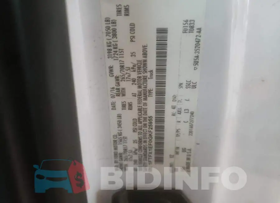 1FTFX1EF0GKF25955 Photo# 12