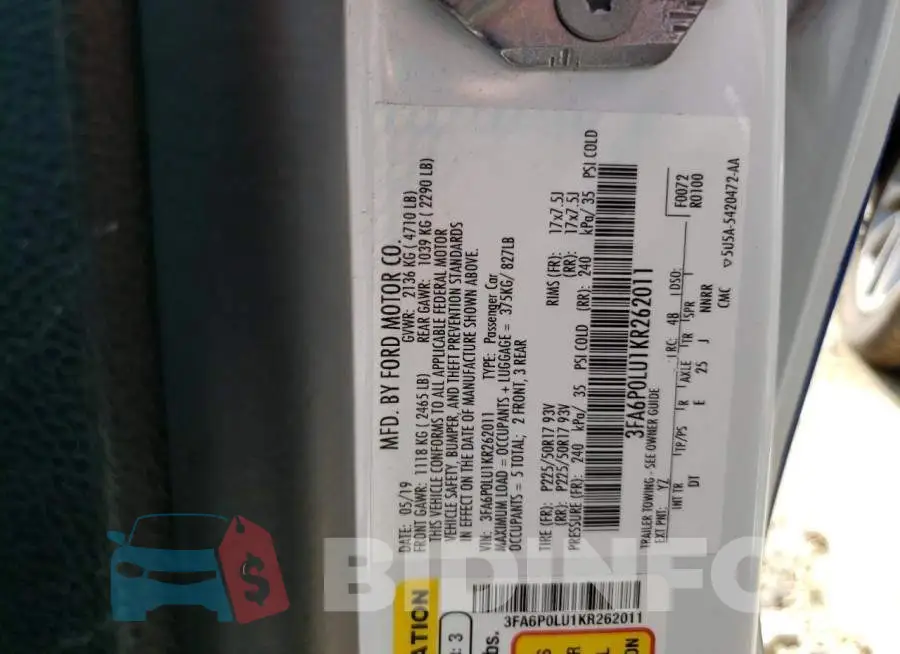 3FA6P0LU1KR262011 Photo# 12