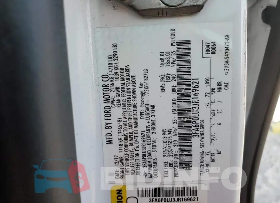 3FA6P0LU3JR169621 Photo# 12