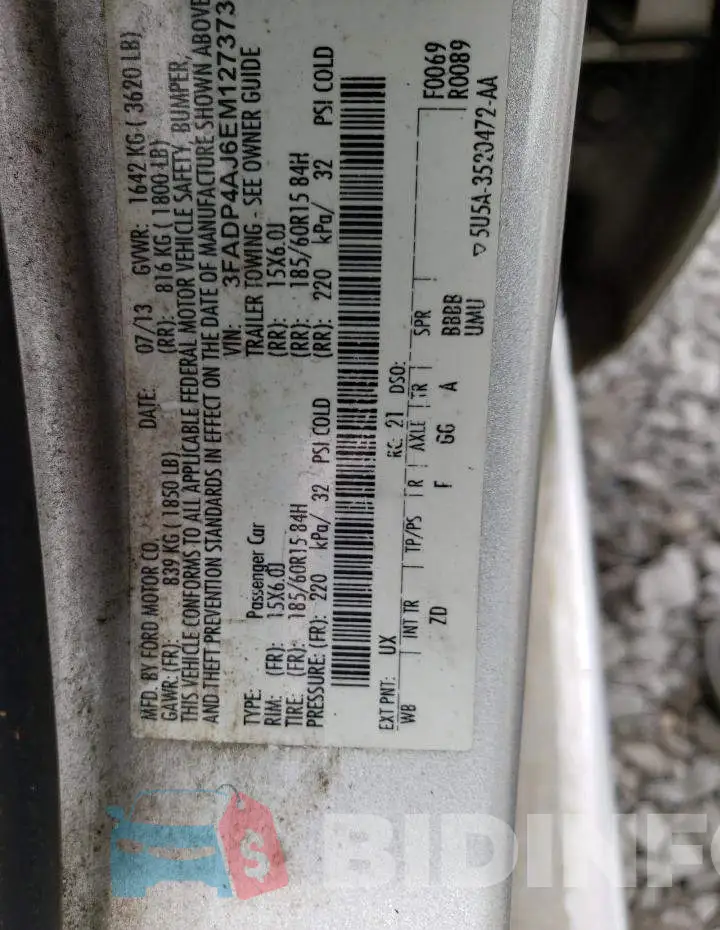 3FADP4AJ6EM127373 Photo# 13