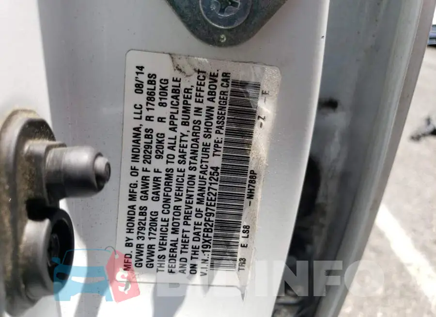 19XFB2F97EE271254 Photo# 12