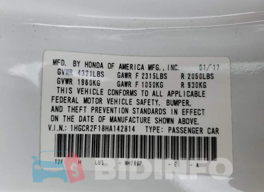 1HGCR2F18HA142814 Photo# 12