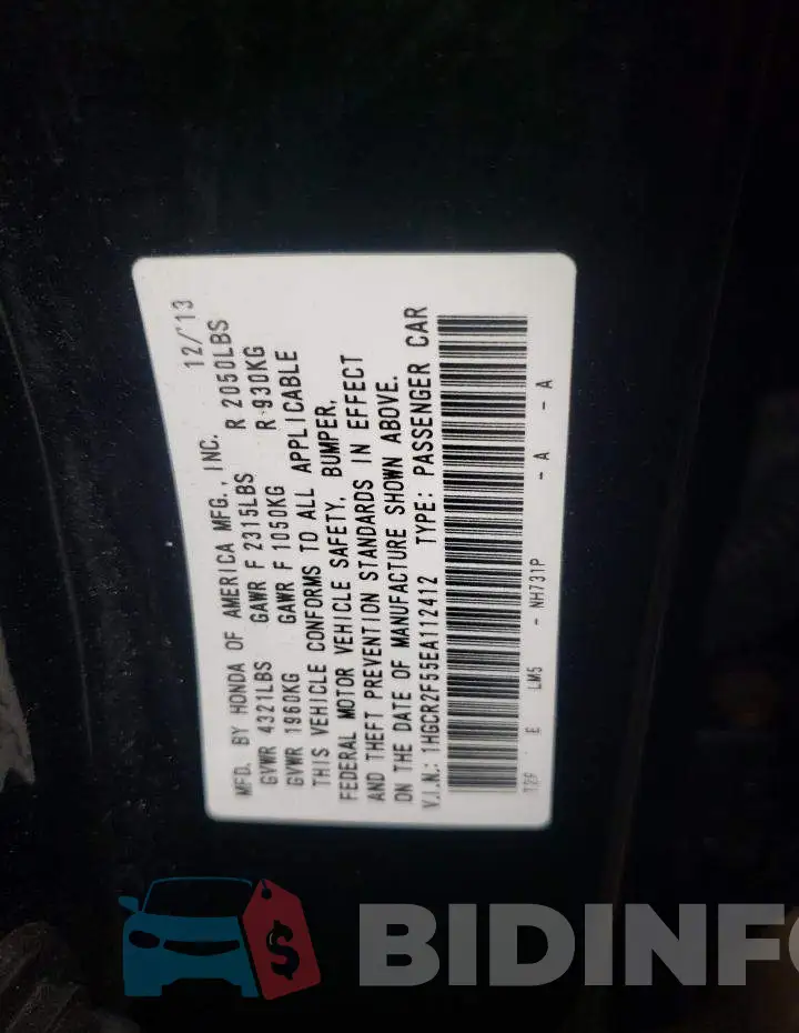 1HGCR2F55EA112412 Photo# 12