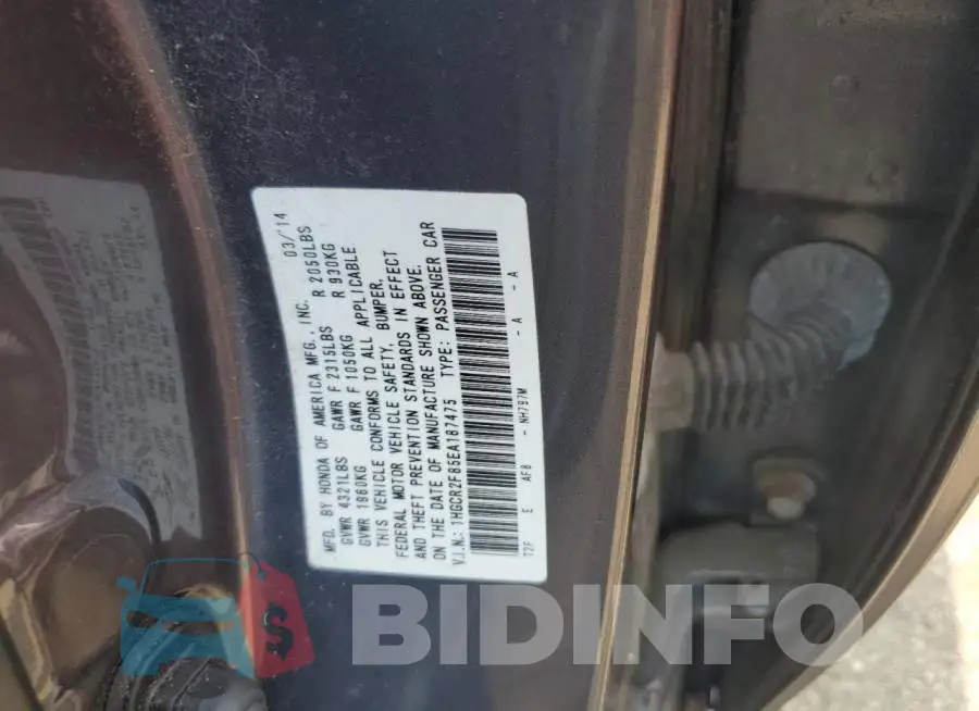 1HGCR2F85EA187475 Photo# 12