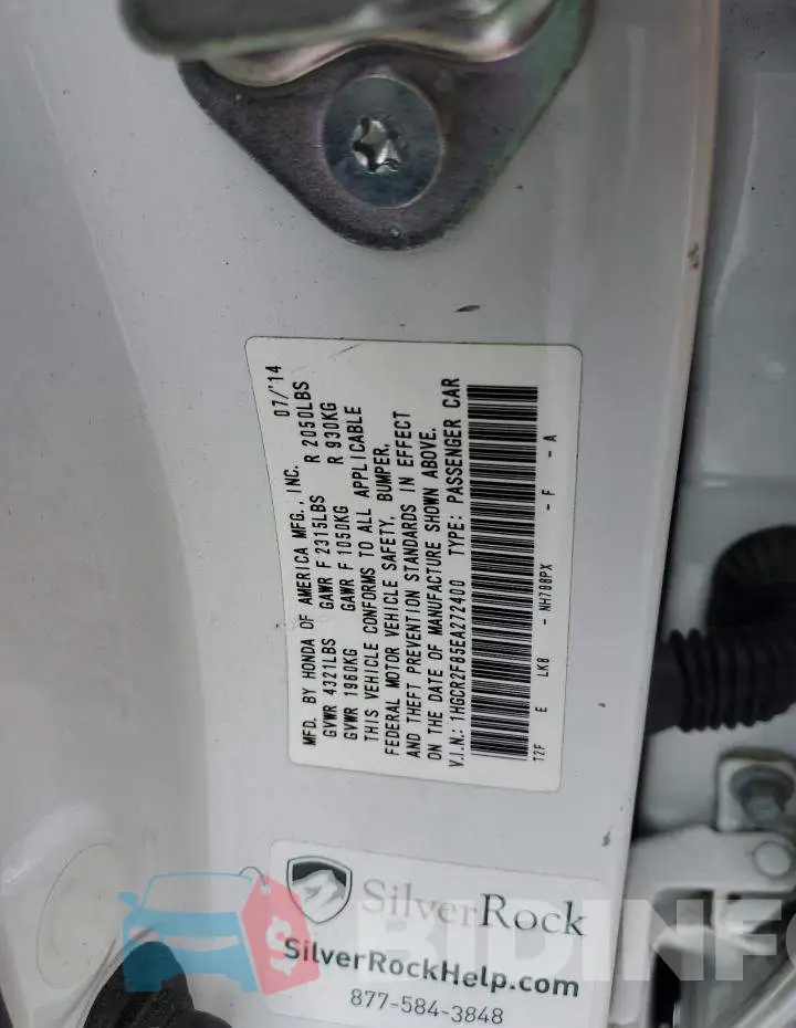 1HGCR2F85EA272400 Photo# 12