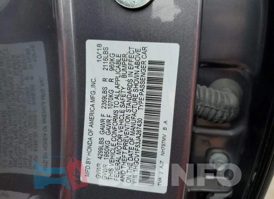 1HGCV1F53JA267430 Photo# 12