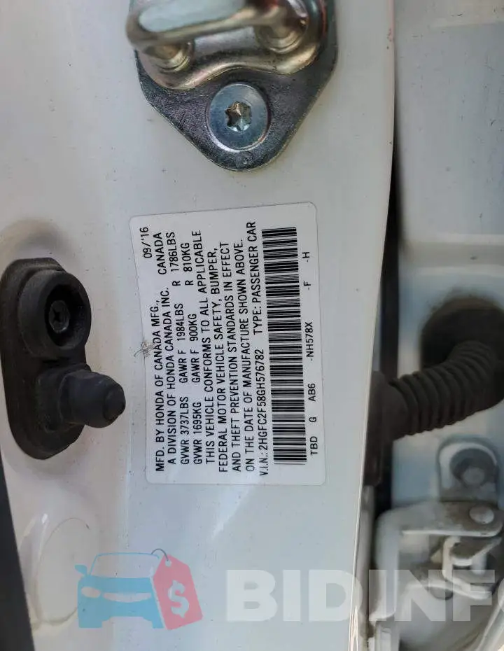 2HGFC2F58GH576782 Photo# 12
