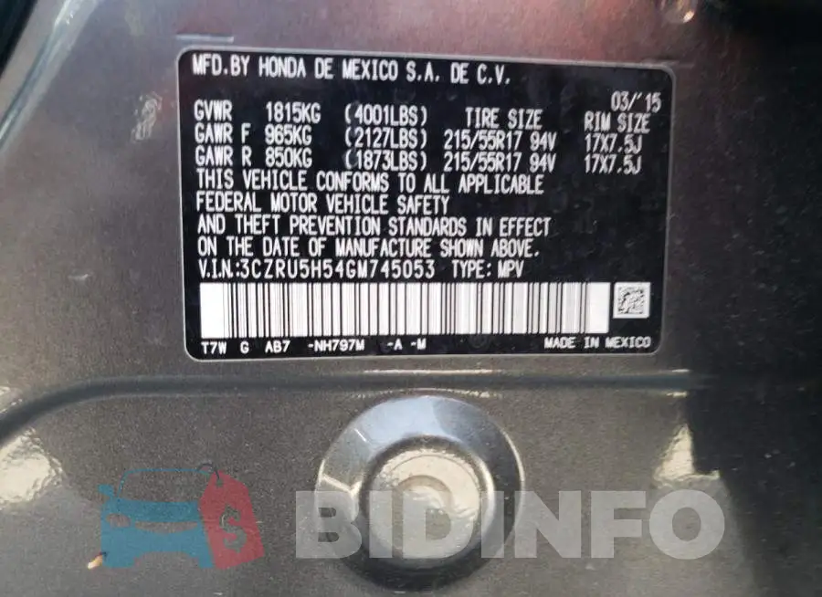 3CZRU5H54GM745053 Photo# 14