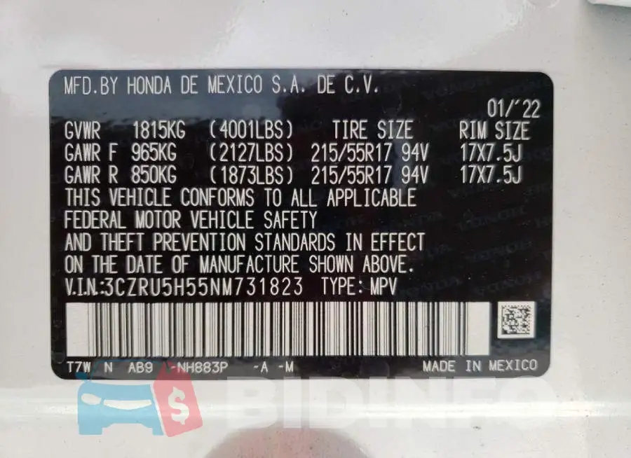 3CZRU5H55NM731823 Photo# 12