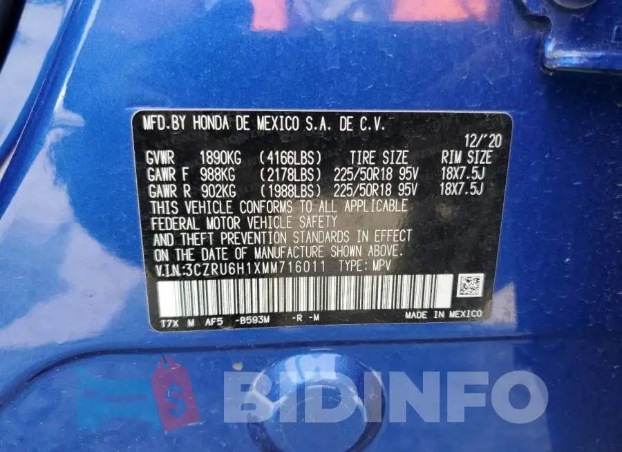 3CZRU6H1XMM716011 Photo# 12