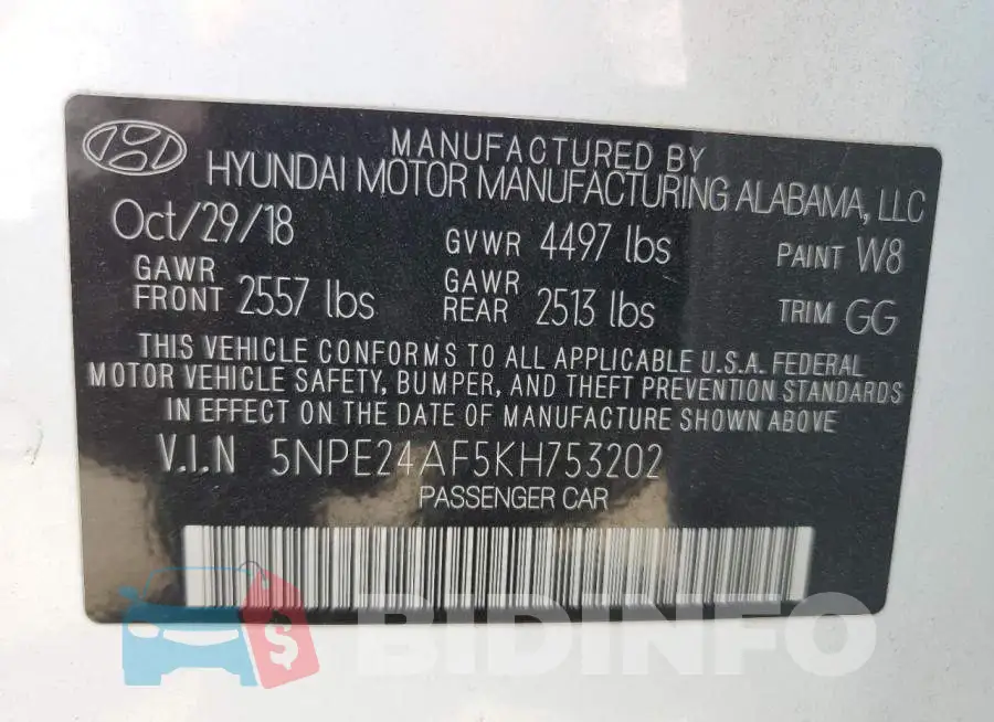 5NPE24AF5KH753202 Photo# 12