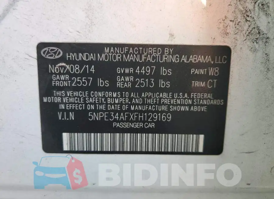 5NPE34AFXFH129169 Photo# 12