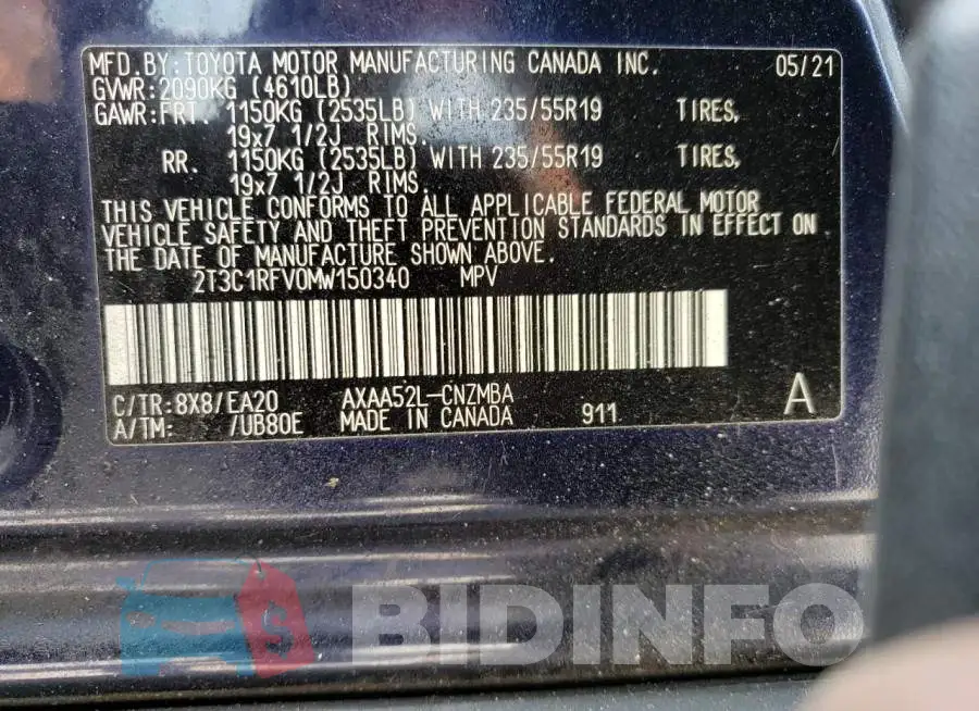 2T3C1RFV0MW150340 Photo# 13