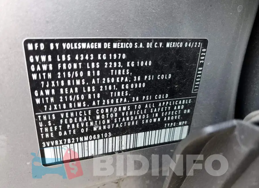 3VVRX7B21NM069103 Photo# 12