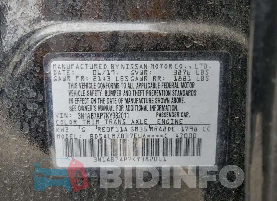 3N1AB7AP7KY382011 Photo# 12