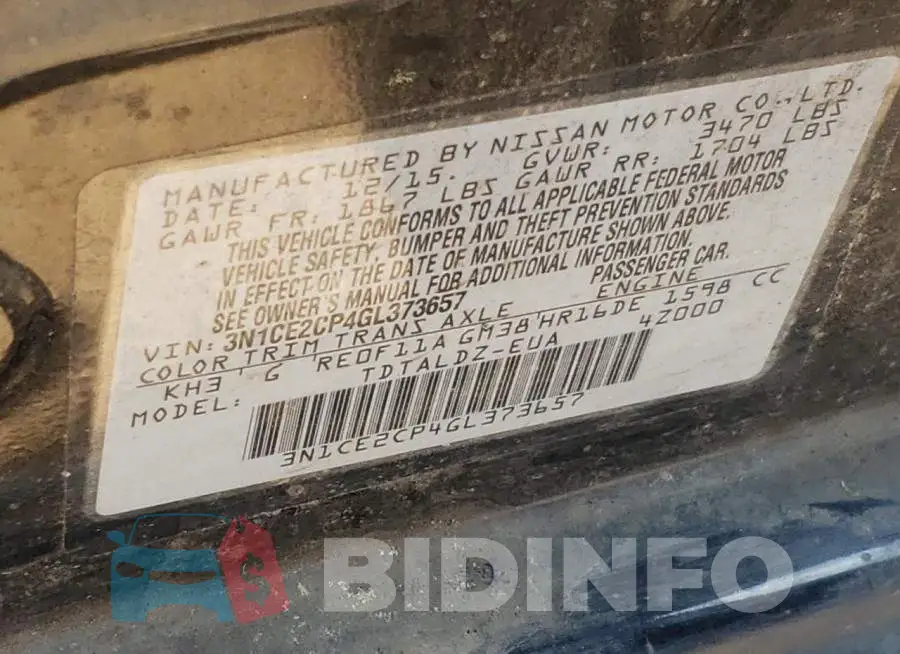 3N1CE2CP4GL373657 Photo# 12