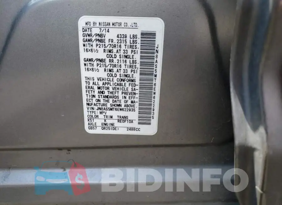 JN8AS5MT6EW622935 Photo# 12