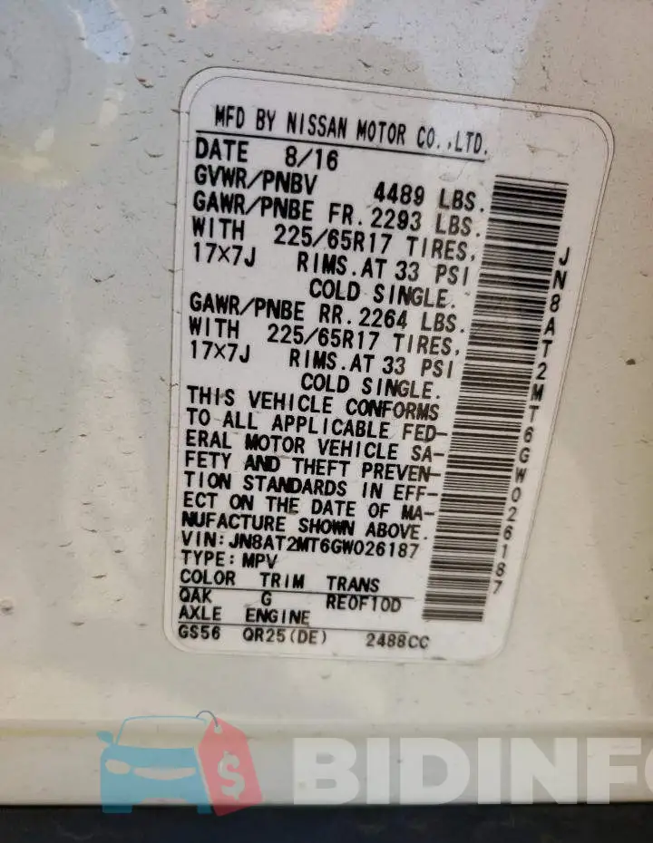 JN8AT2MT6GW026187 Photo# 14