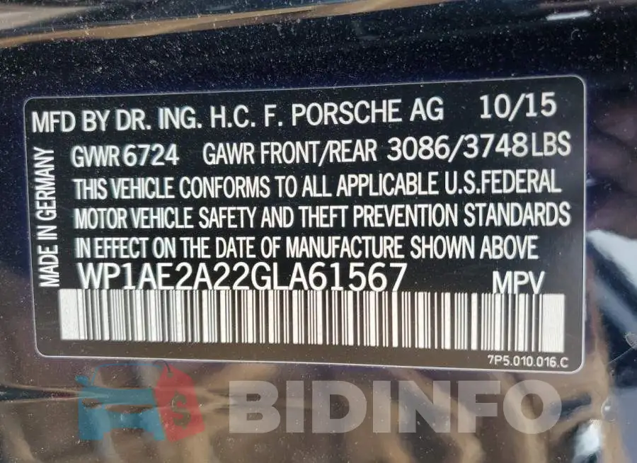 WP1AE2A22GLA61567 Photo# 14