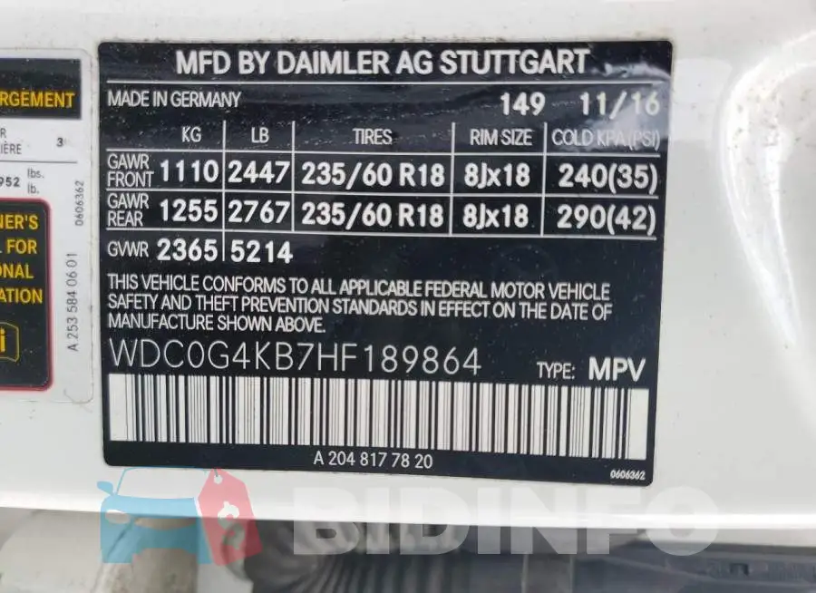 WDC0G4KB7HF189864 Photo# 13