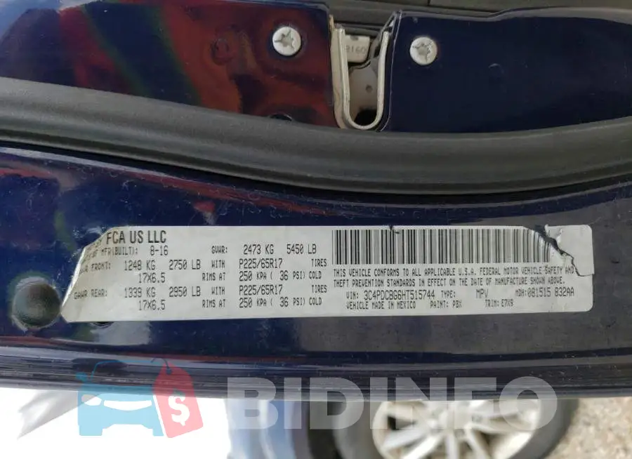 3C4PDCBG6HT515744 Photo# 14