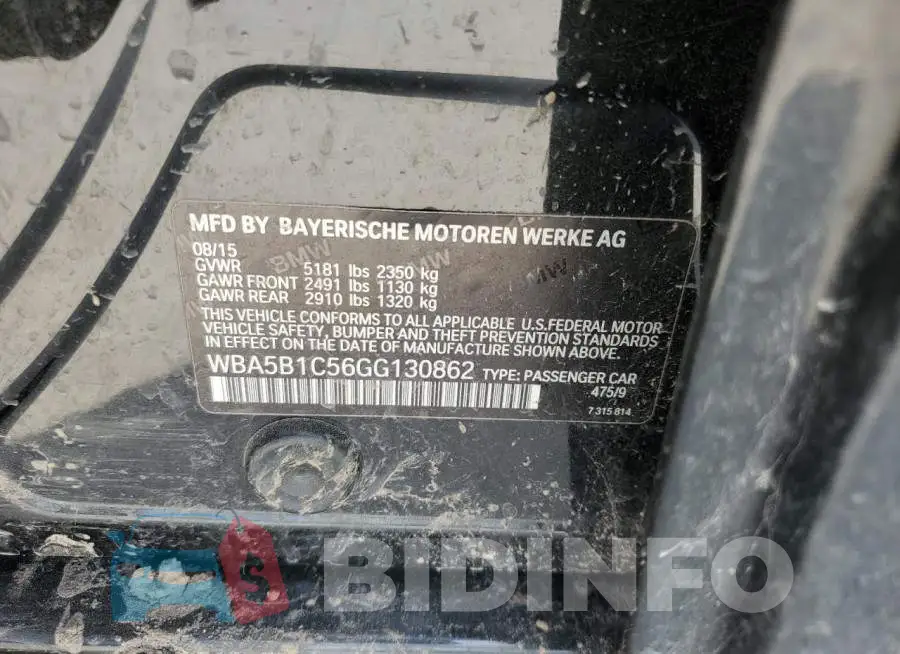 WBA5B1C56GG130862 Photo# 12