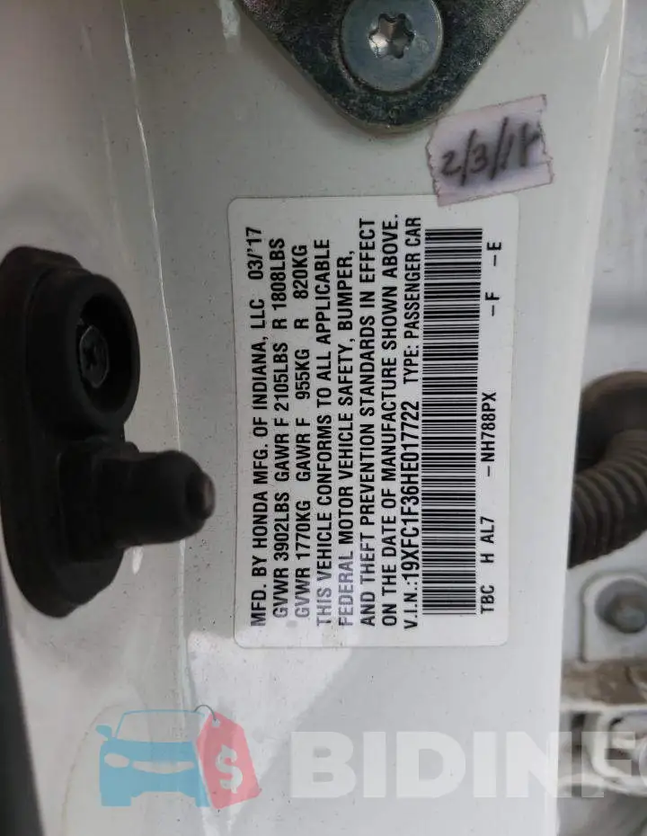 19XFC1F36HE017722 Photo# 12
