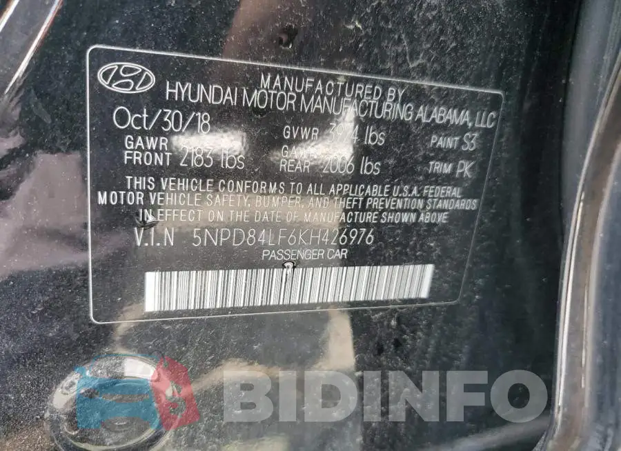 5NPD84LF6KH426976 Photo# 13