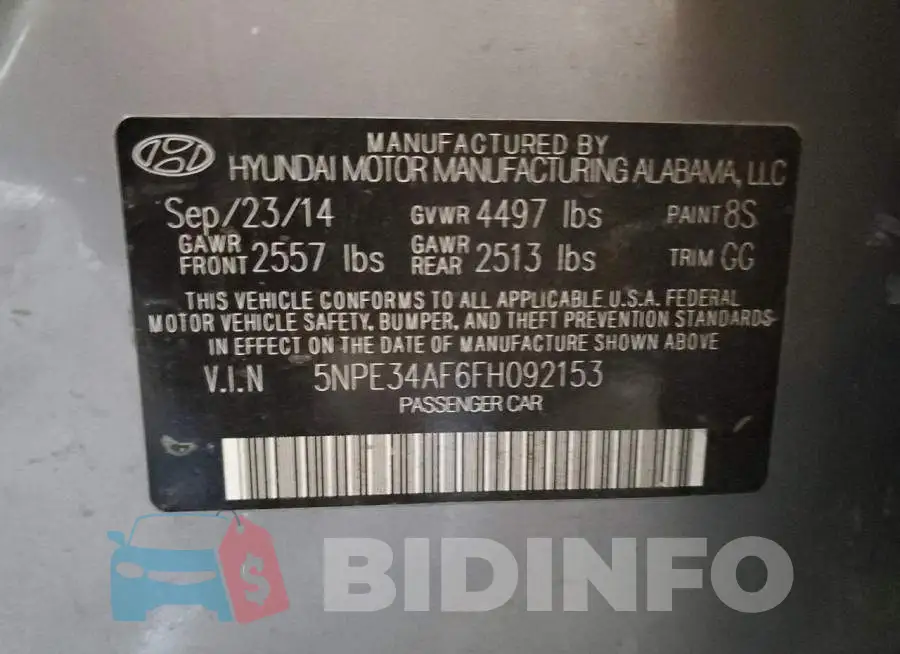 5NPE34AF6FH092153 Photo# 12
