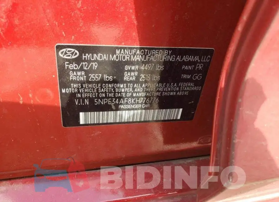 5NPE34AF8KH776776 Photo# 12