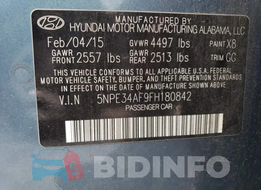 5NPE34AF9FH180842 Photo# 13