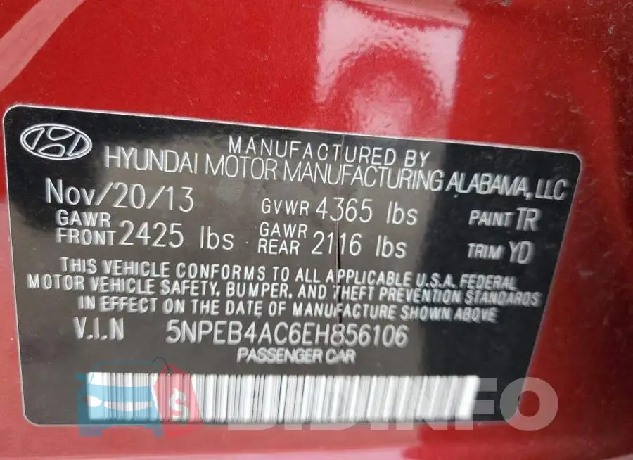 5NPEB4AC6EH856106 Photo# 13