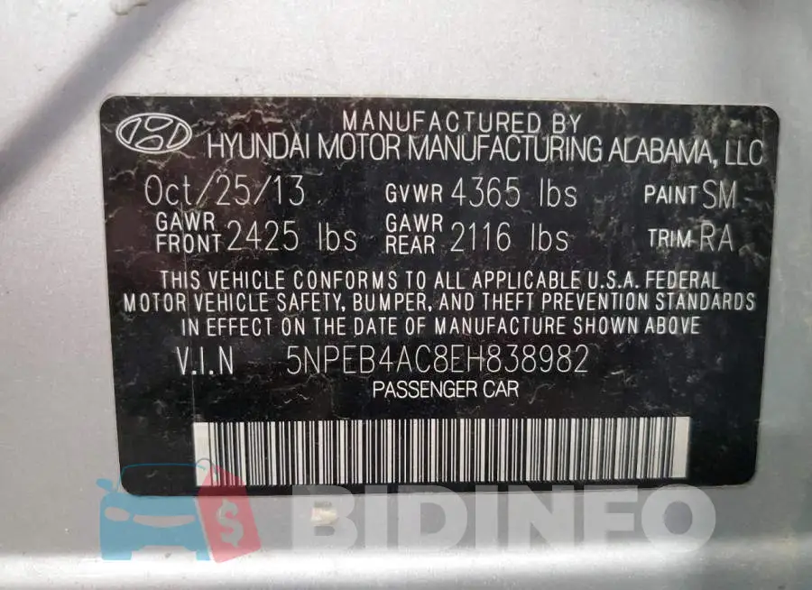 5NPEB4AC8EH838982 Photo# 12