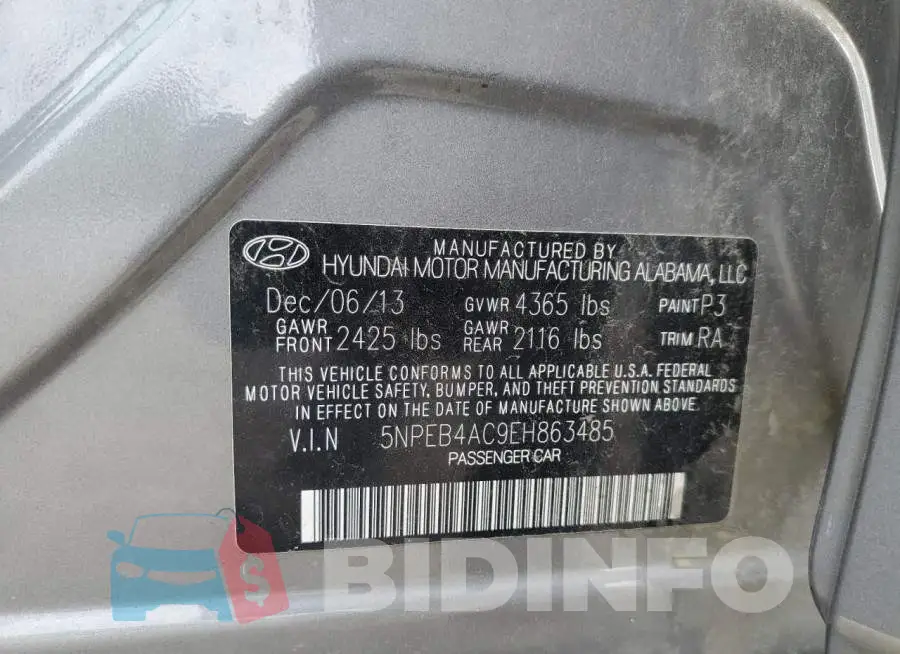 5NPEB4AC9EH863485 Photo# 12