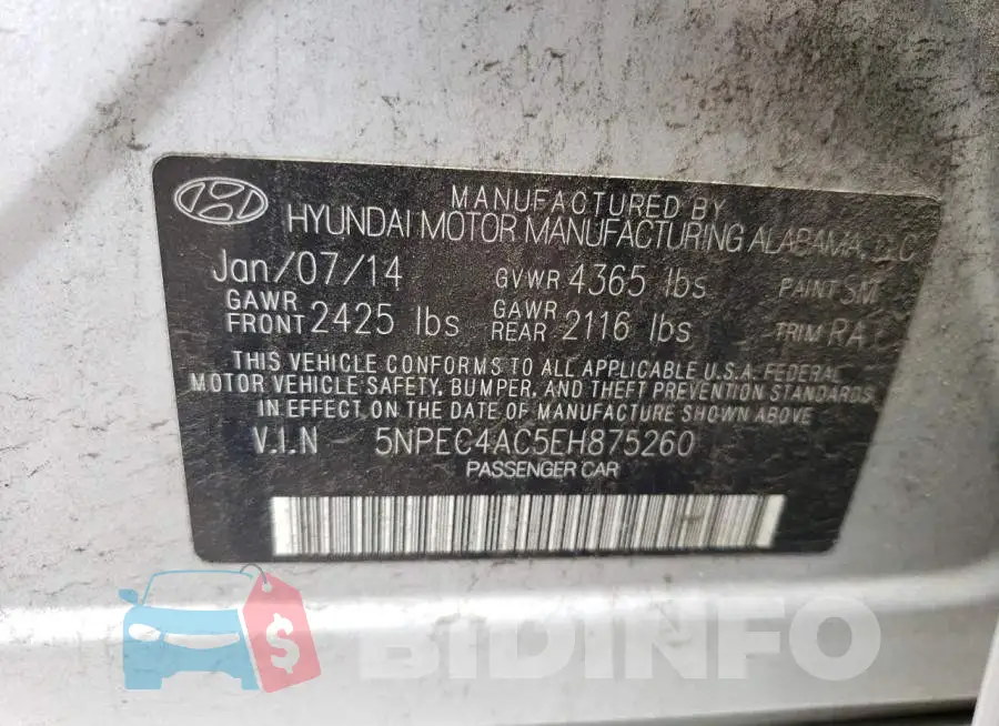 5NPEC4AC5EH875260 Photo# 13