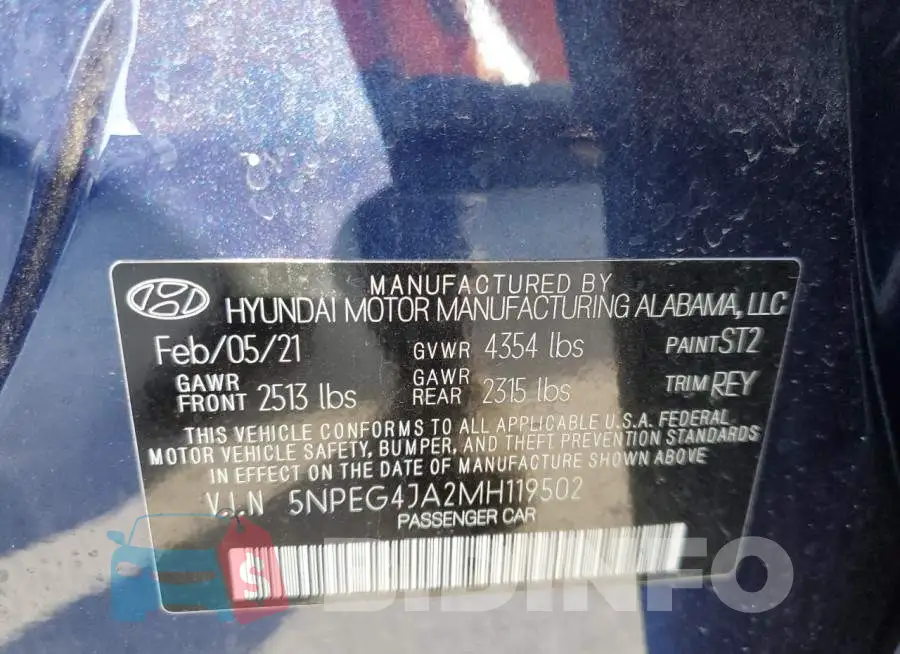 5NPEG4JA2MH119502 Photo# 12