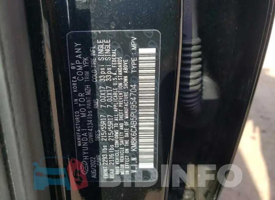 KM8K6CAB5PU954704 Photo# 13