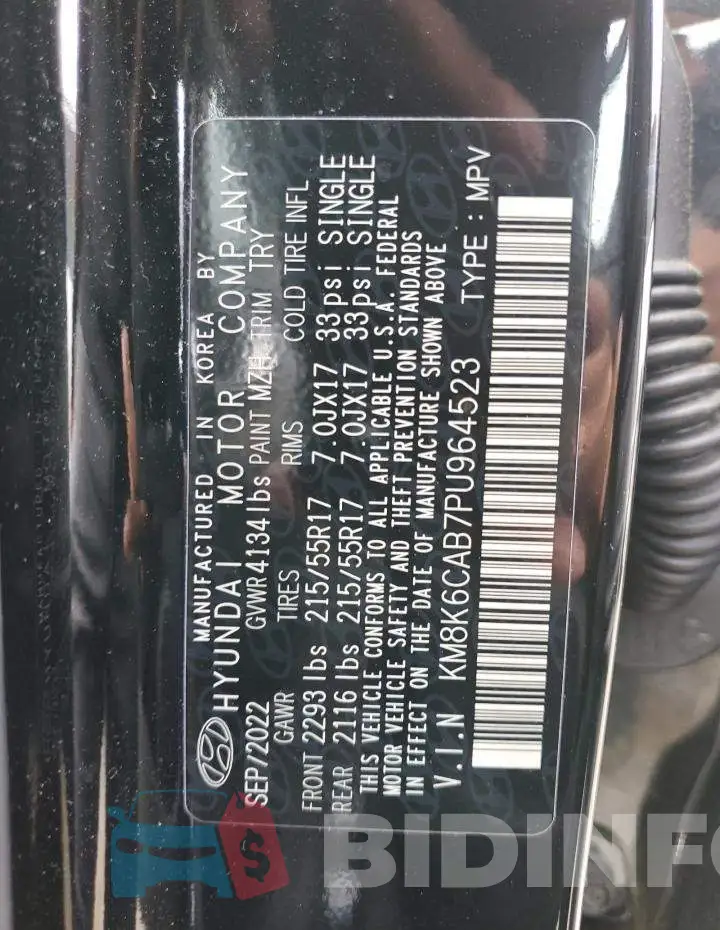 KM8K6CAB7PU964523 Photo# 13