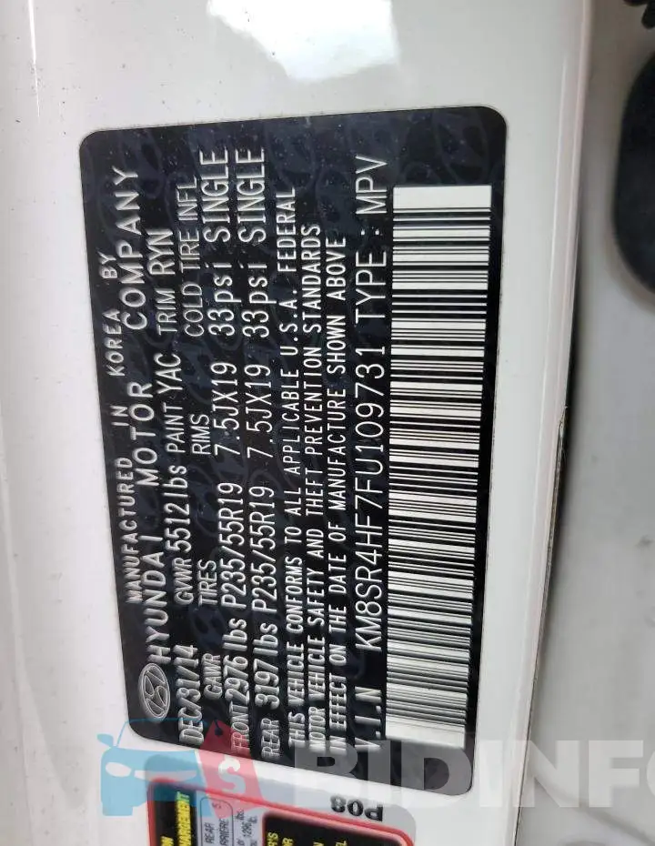 KM8SR4HF7FU109731 Photo# 13