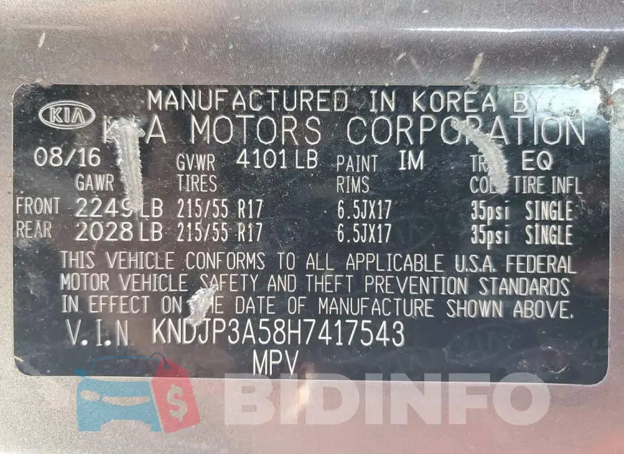 KNDJP3A58H7417543 Photo# 12