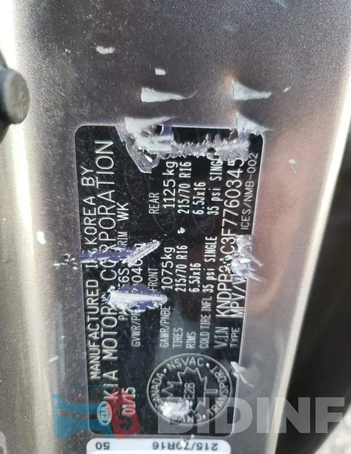 KNDPB3AC3F7760345 Photo# 14